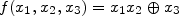  f(x_1, x_2, x_3) = x_1x_2 \oplus x_3